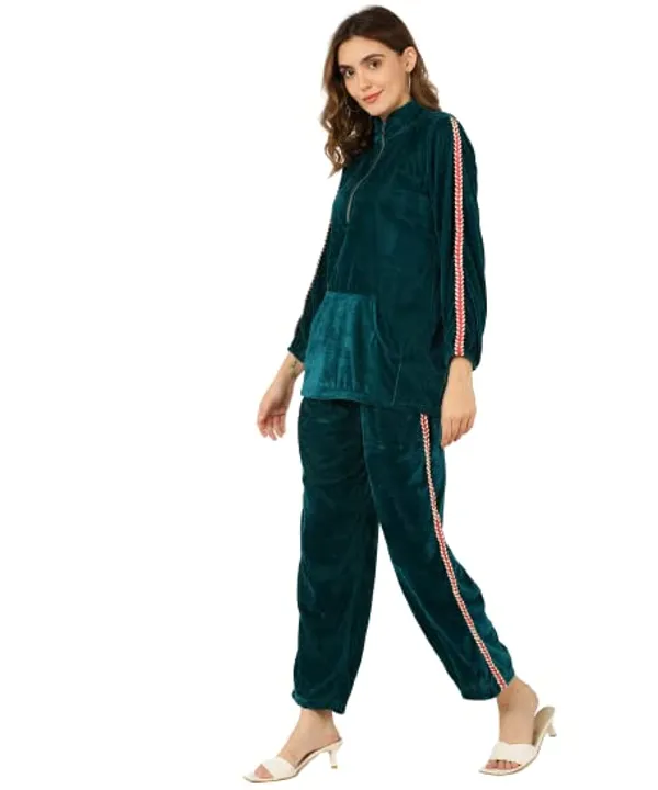Regular_Fit_Velvet_Track_Suit_For_Women�Teal_Blue